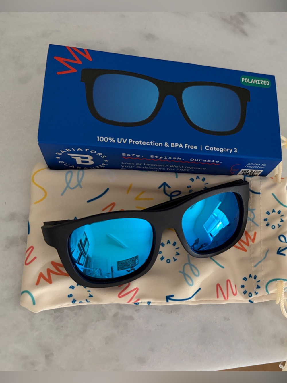 NEW Babiators Polarized Navigator- Jet Black, Ages 3-5
